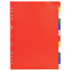 Intercalaires plastique souple 12 positions - A4 - Couleurs assorties